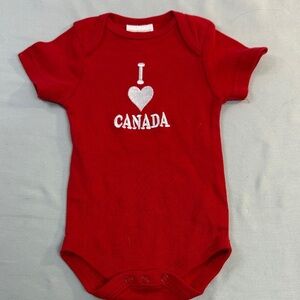 Charming Red Baby Bodysuit with 'I Love Canada' Design